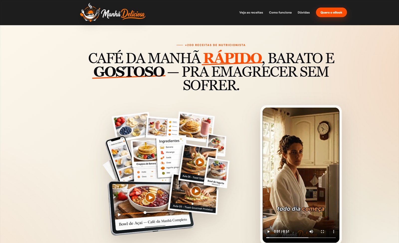 Landing page Manhã Deliciosa desenvolvida pela JPC LAB
