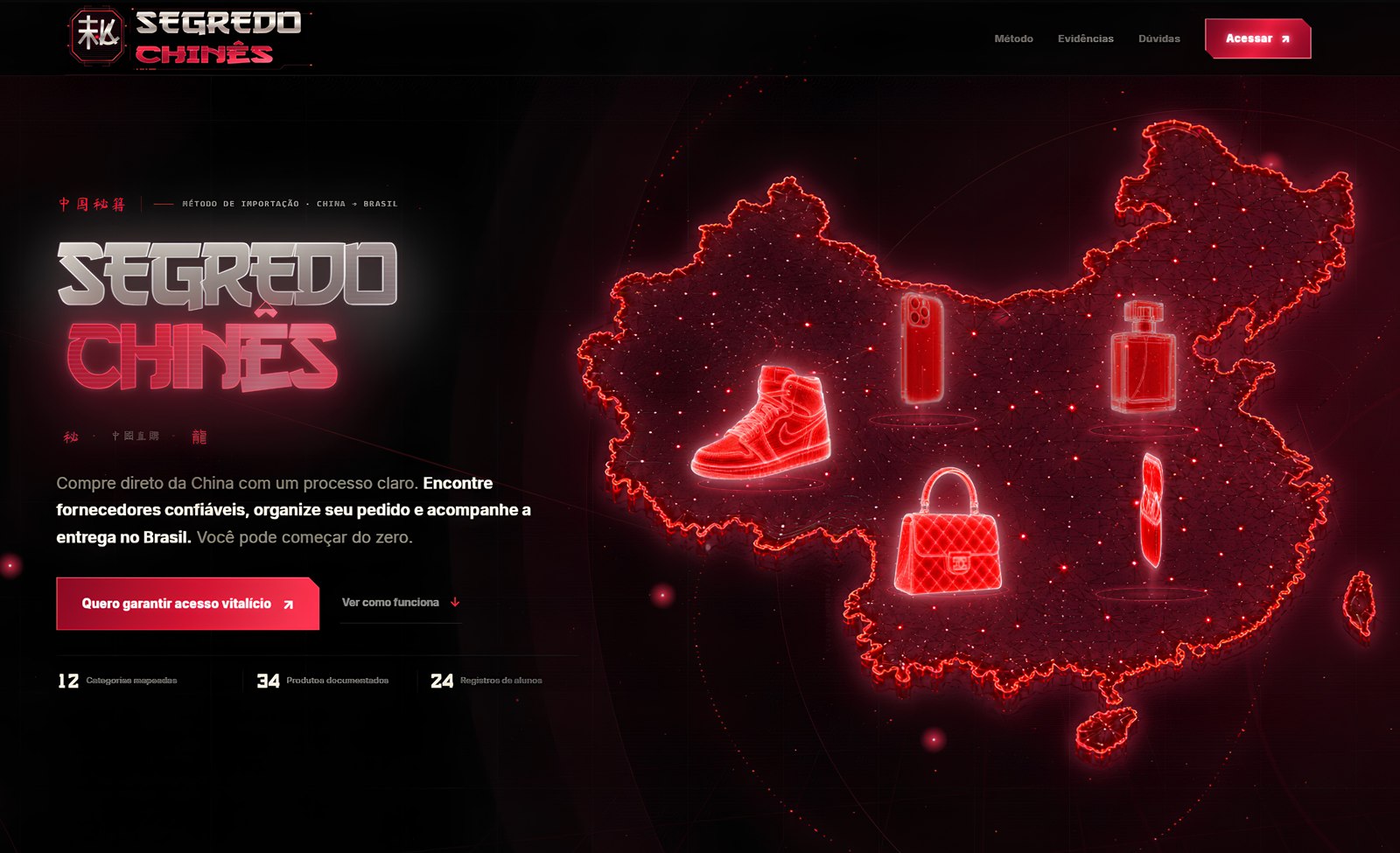 Landing page Segredo Chinês desenvolvida pela JPC LAB